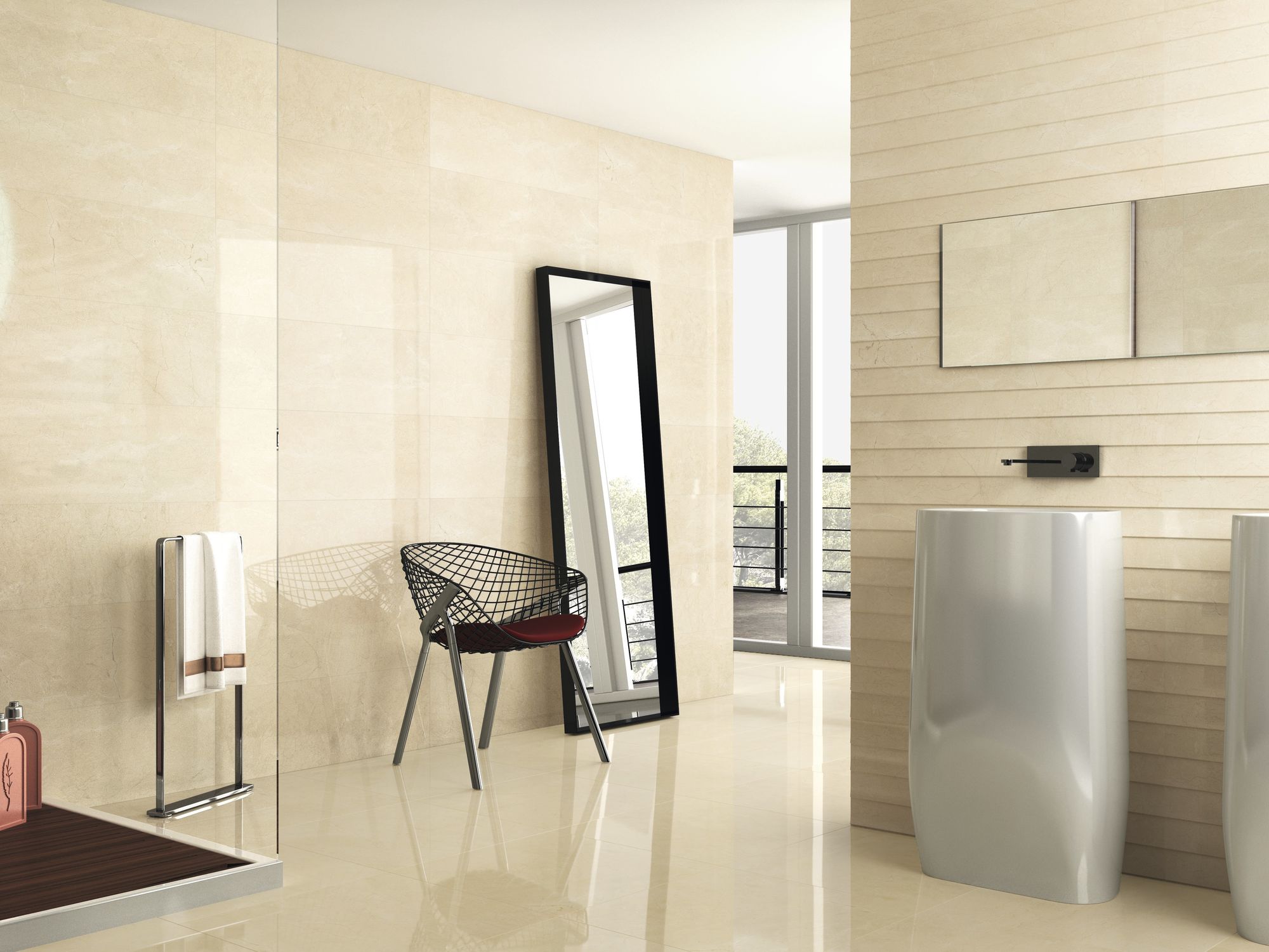 Feinsteinfliesen Botticino Cream 60x60x1cm Glanz