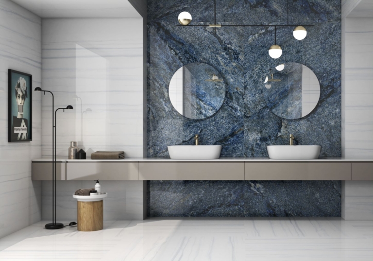 Azul Bahia Fliese aus poliertem Feinstein in 120x60cm vom Fachhandel