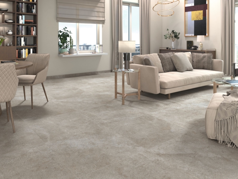 Habitat Taupe Wohnzimmerfliesen Betonoptik matt