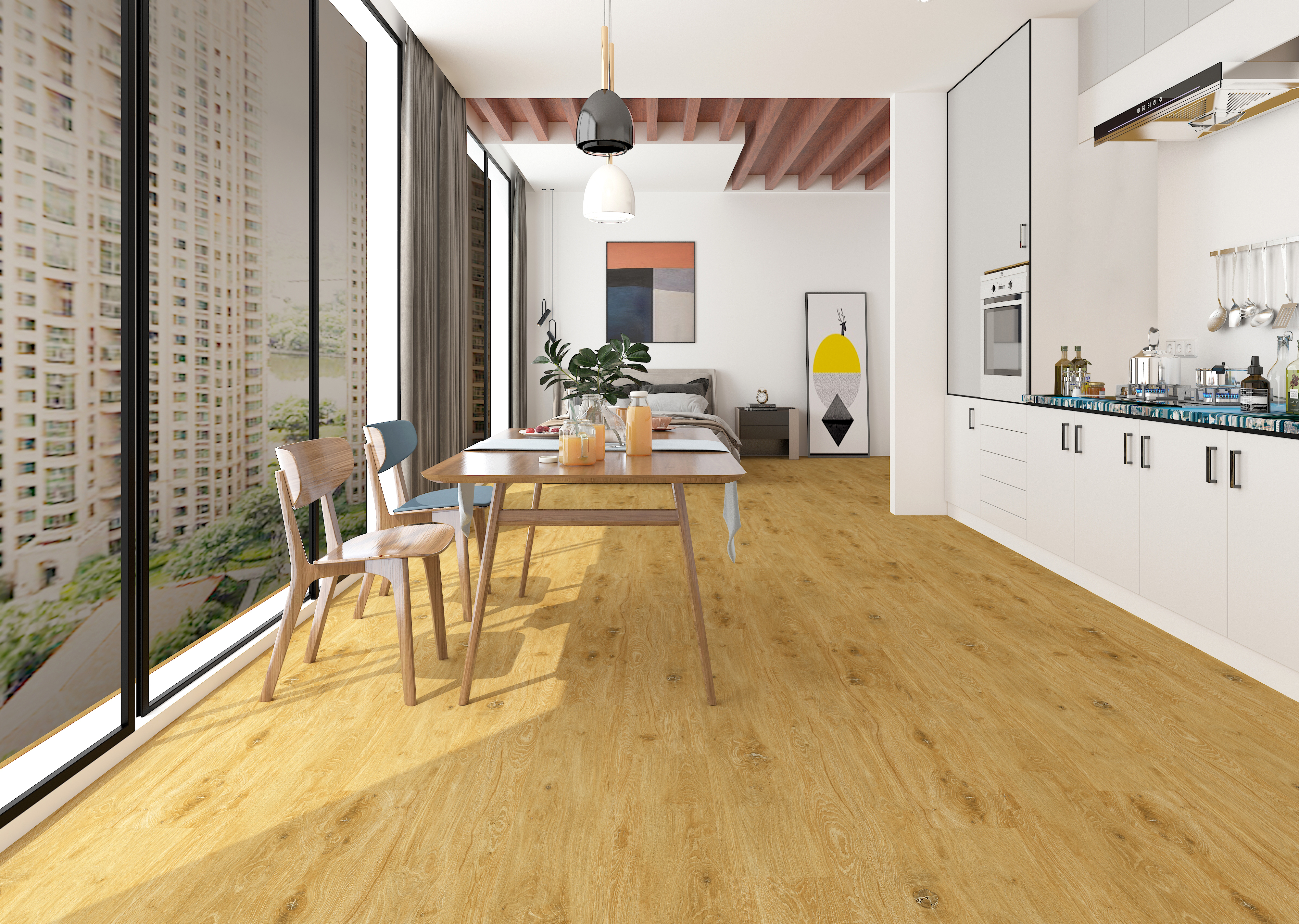 Klick Vinylboden Honey Birch 121,9x22,8x0,5cm matt