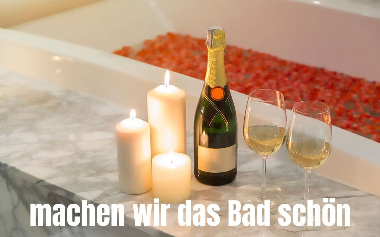 Two glasses of champagne with candle near jacuzzi. Valentines background. Romance concept.